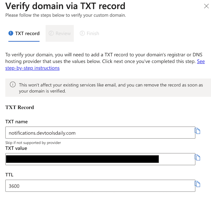 Verify domain